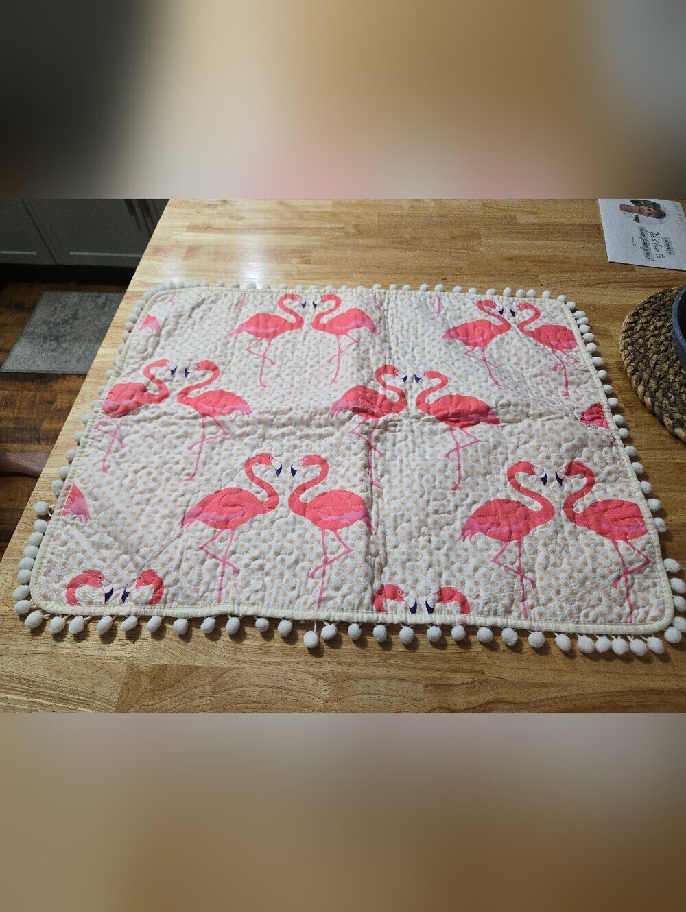Pink Flamingo Pom Trim Standard Sham